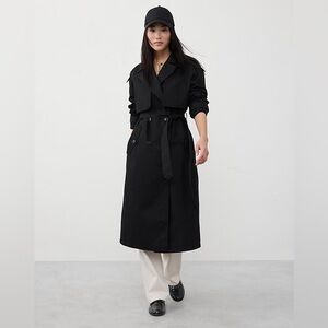 NWT Banana Republic Elegant Black timeless Trench Coat jacket size S